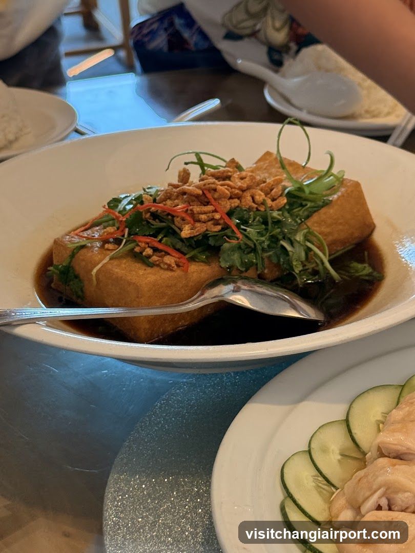 Dish with tofu and greens