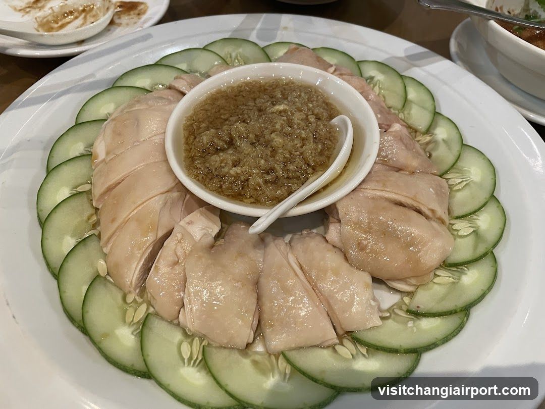 Hainan Chicken Rice with Cucumber and Sauce