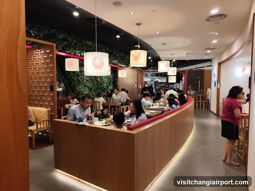 Restaurant Interior with Diners at Tables