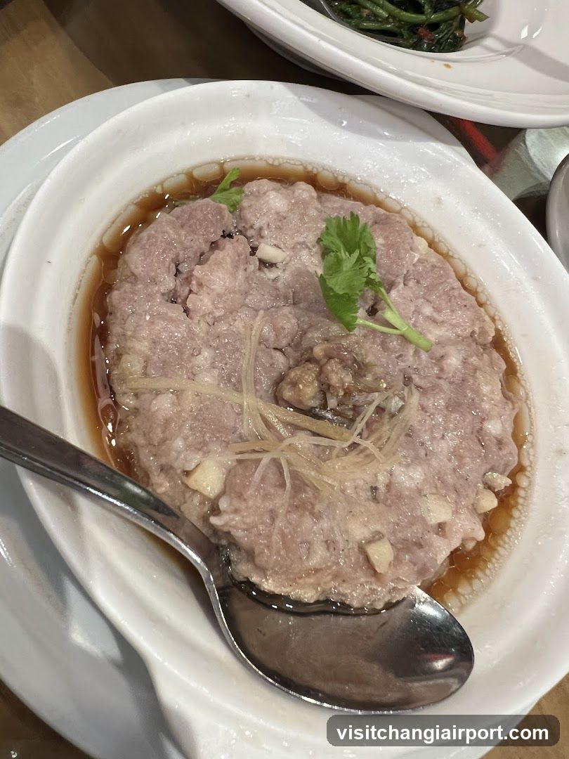 Steamed Meat Pudding with Ginger and Cilantro