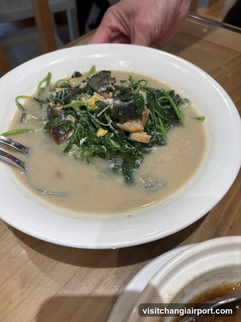 Dish with Creamy Broth and Greens