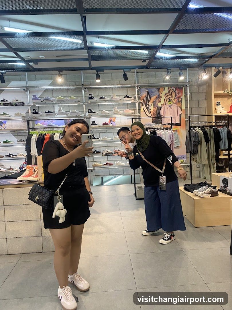 Shoe Store Interior with Staff and Customers