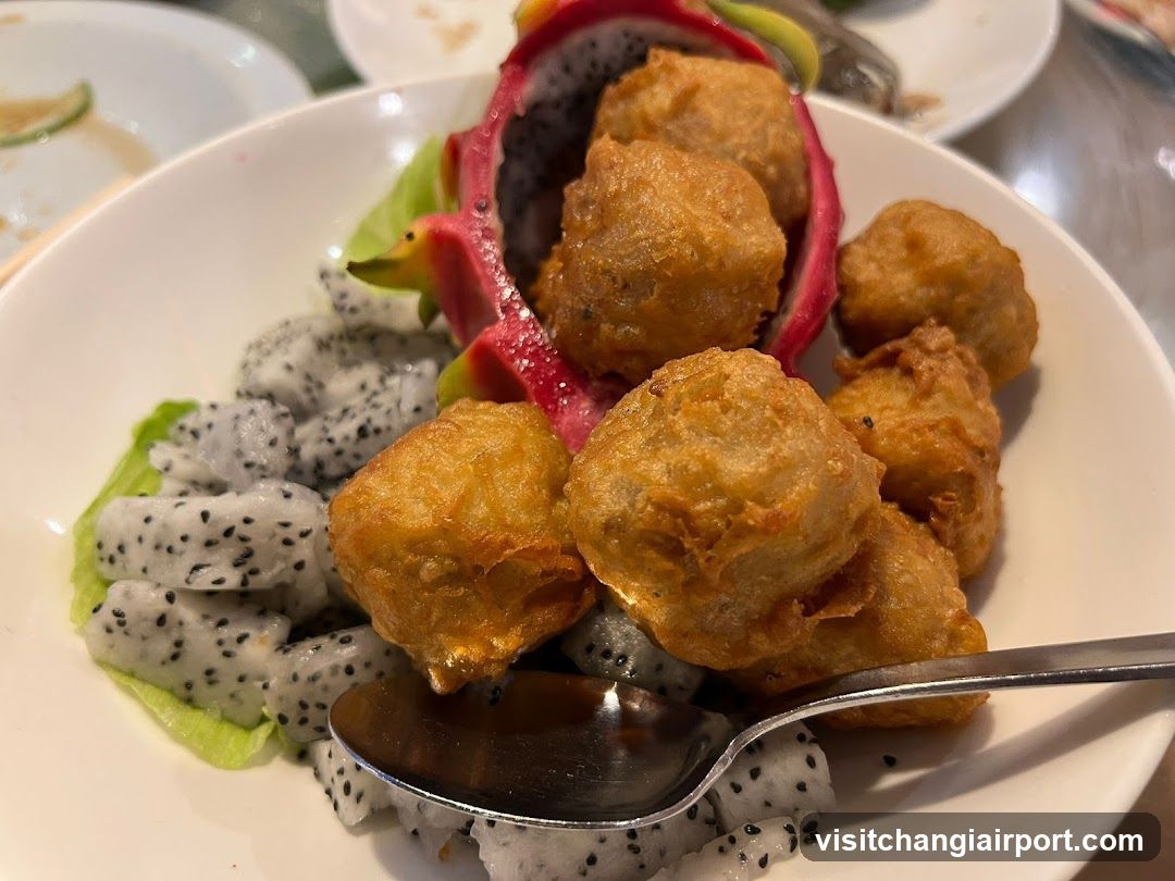 Fried Food with Dragon Fruit Salad