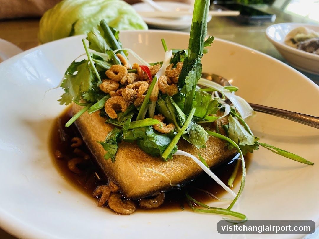 Steamed Tofu with Crispy Shallots and Cilantro