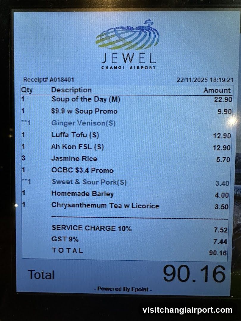 Jewel Changi Airport Receipt