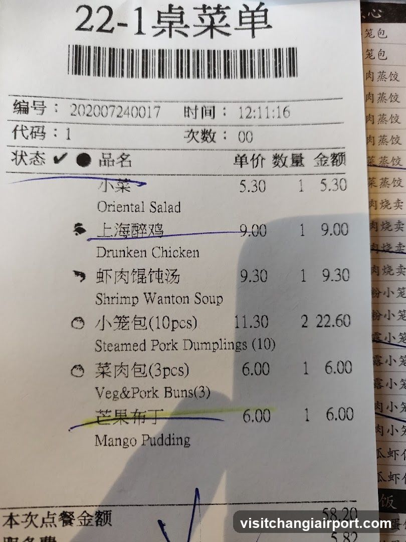 Receipt of a restaurant order