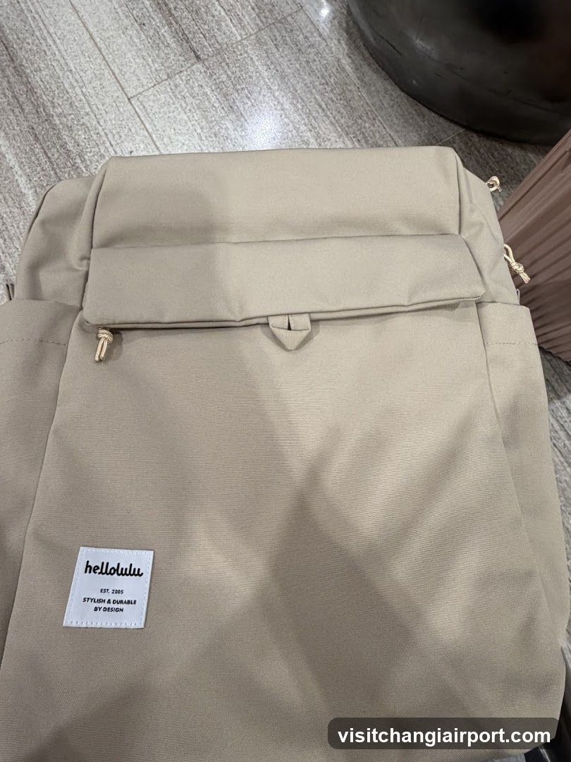 Beige Backpack with Brand Label