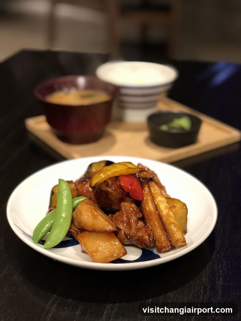 Japanese-style meal with stir-fried vegetables and rice