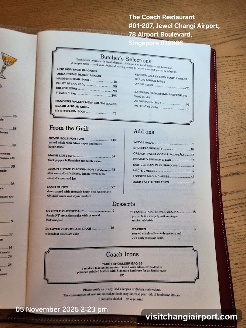 The Coach Restaurant Menu