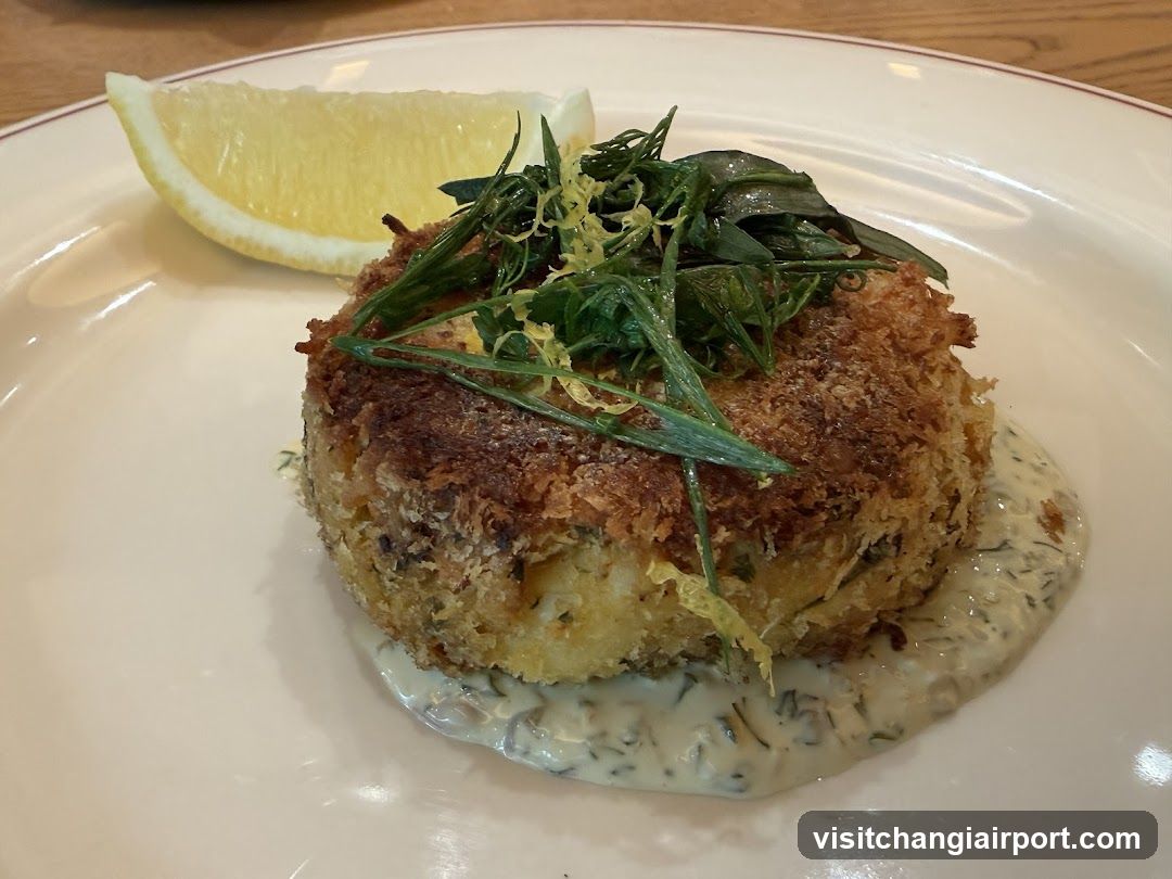 Crispy Fish Cake with Sauce and Garnish