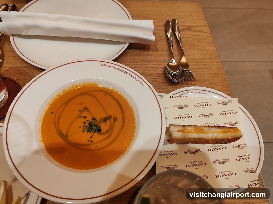 Soup and Bread at Coach Restaurant