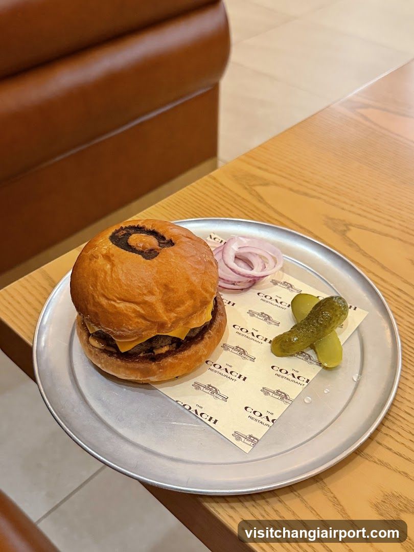 Burger on a tray at Coach Restaurant