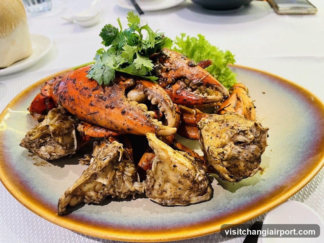 Grilled Lobster with Cilantro and Lettuce Garnish