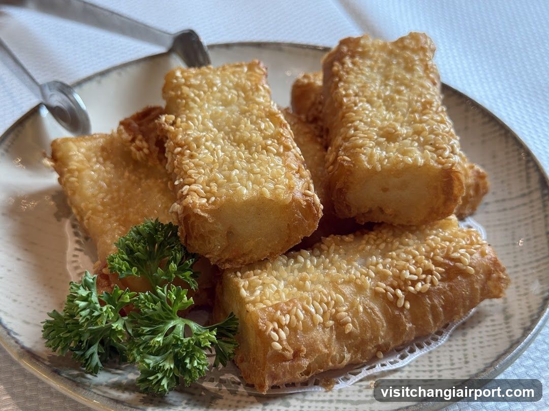 Sesame Fried Snacks with Parsley Garnish