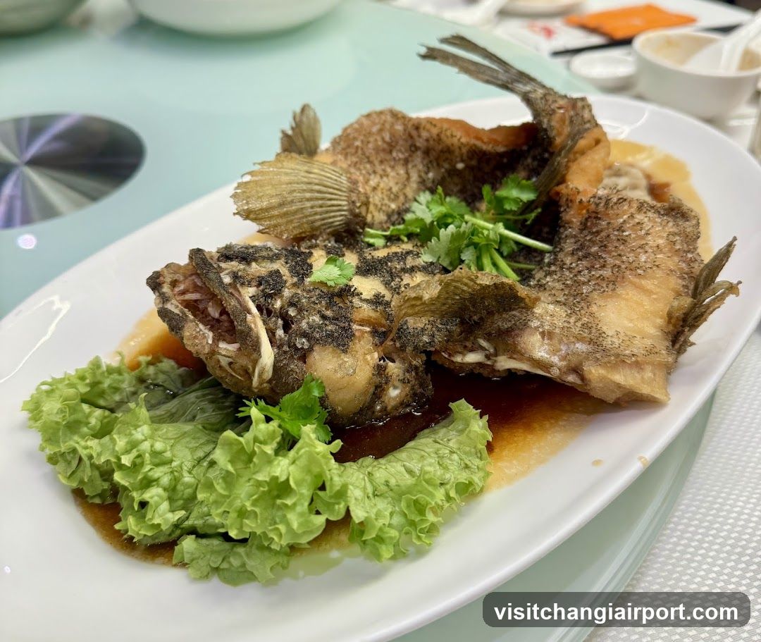 Fried Fish with Lettuce Garnish