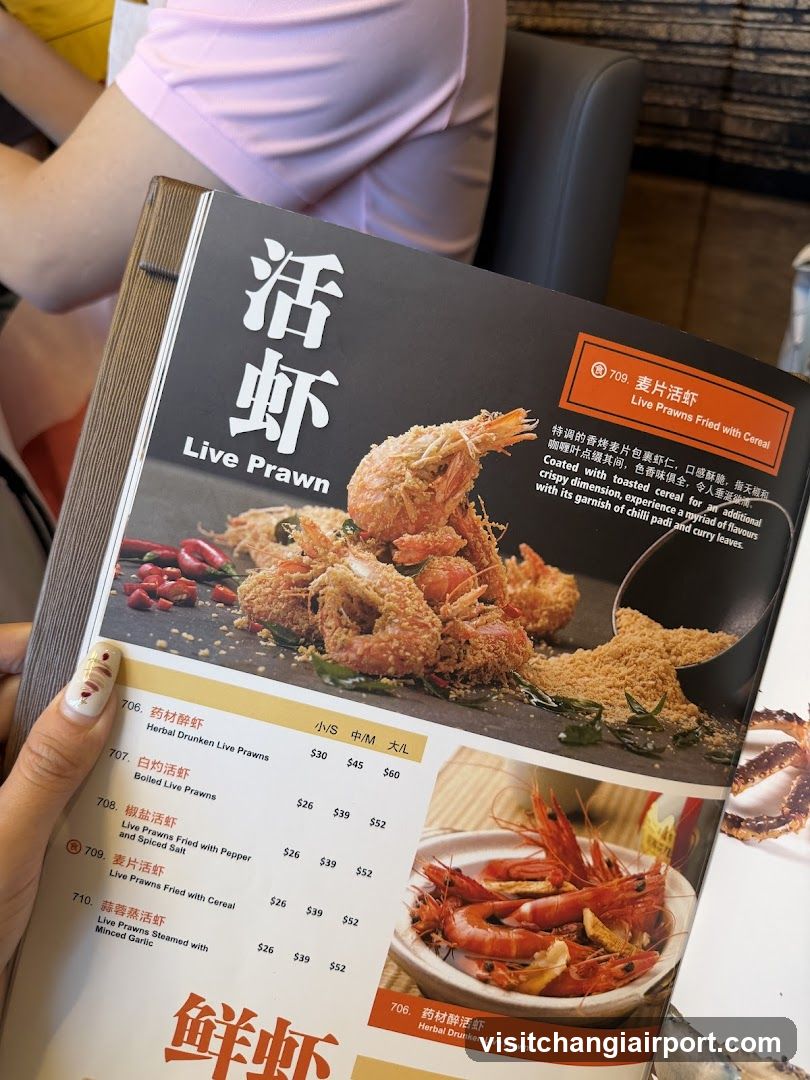 Live Prawn Menu Page