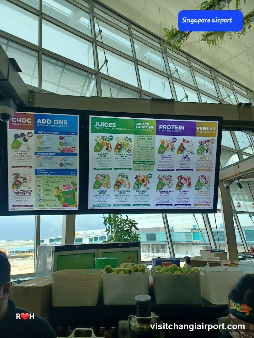 Singapore Airport Juice Bar Menu Board