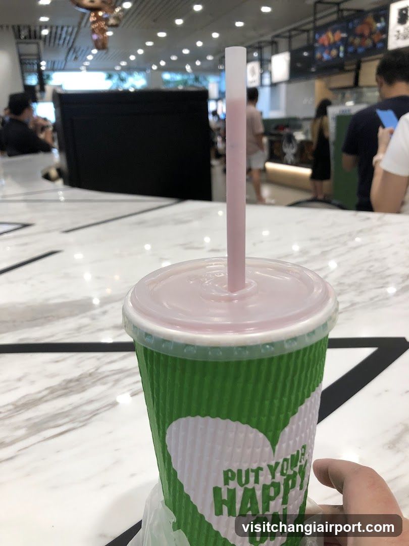 Drink in a mall food court
