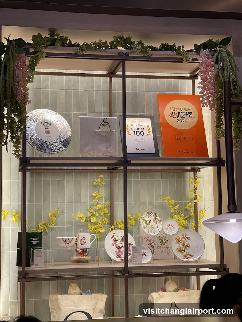 Display Shelf with Awards and Merchandise
