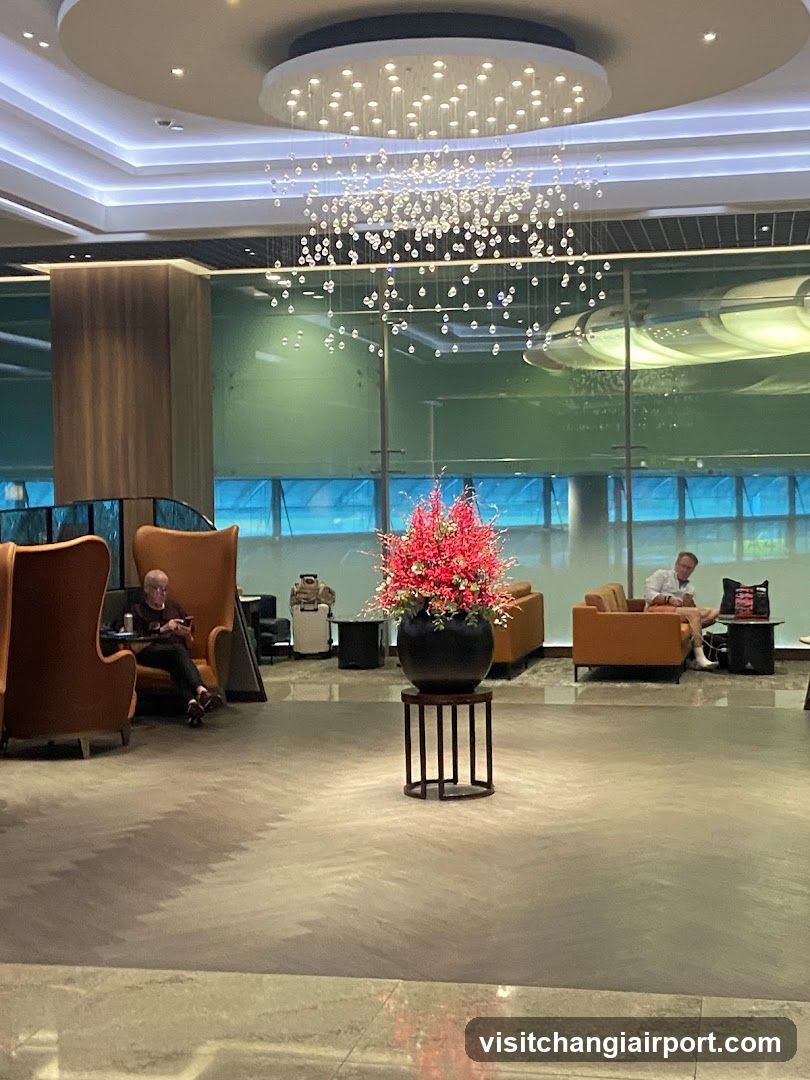Lobby Interior with Chandelier and Seating Area