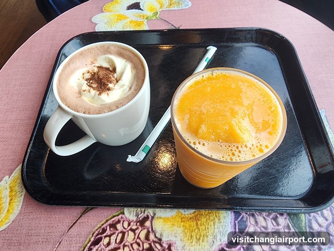 Hot Chocolate and Orange Juice on Tray