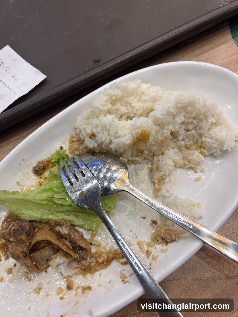 Eaten Meal with Rice and Meat
