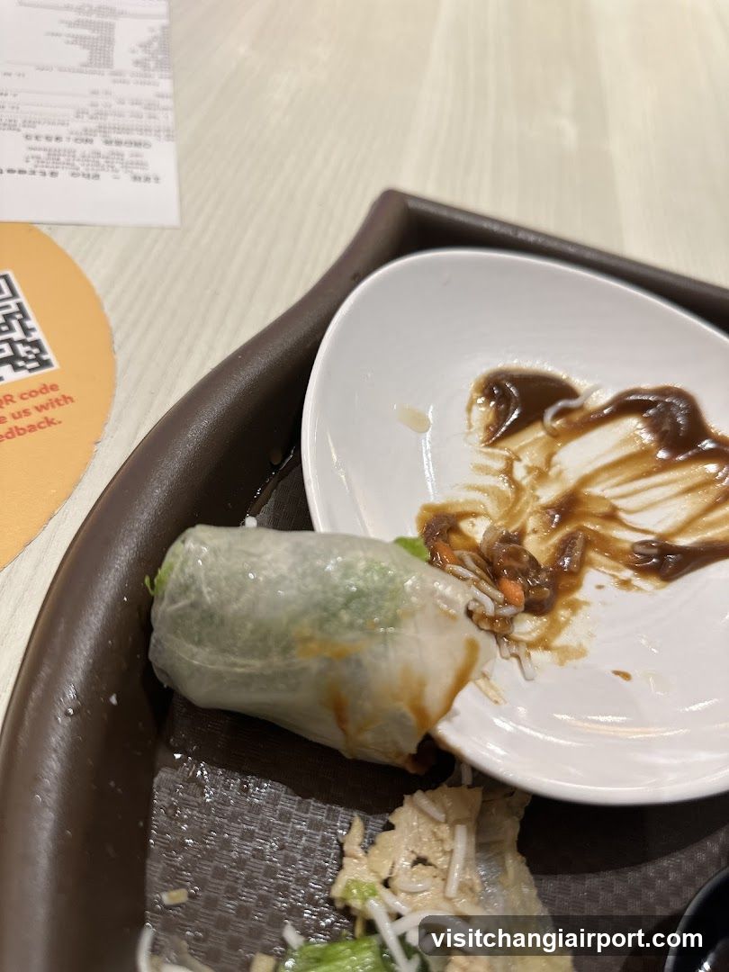 Food Tray with Spring Roll and Sauce