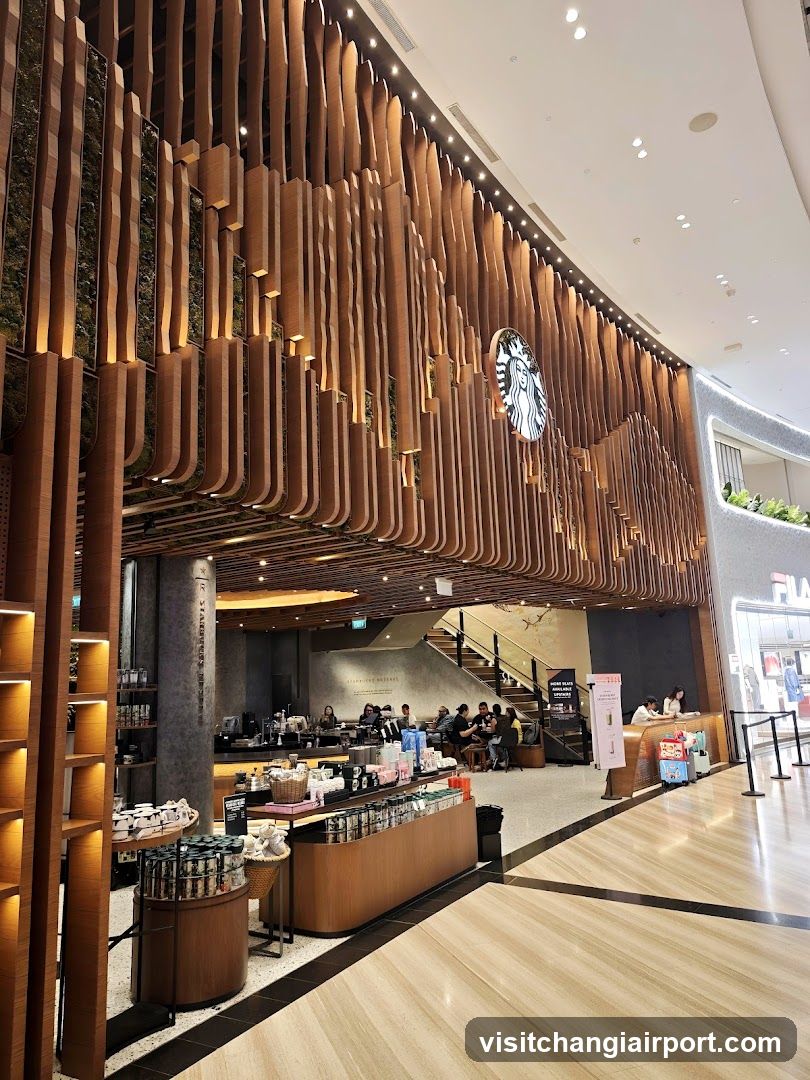 Starbucks Interior with Wooden Wall Design