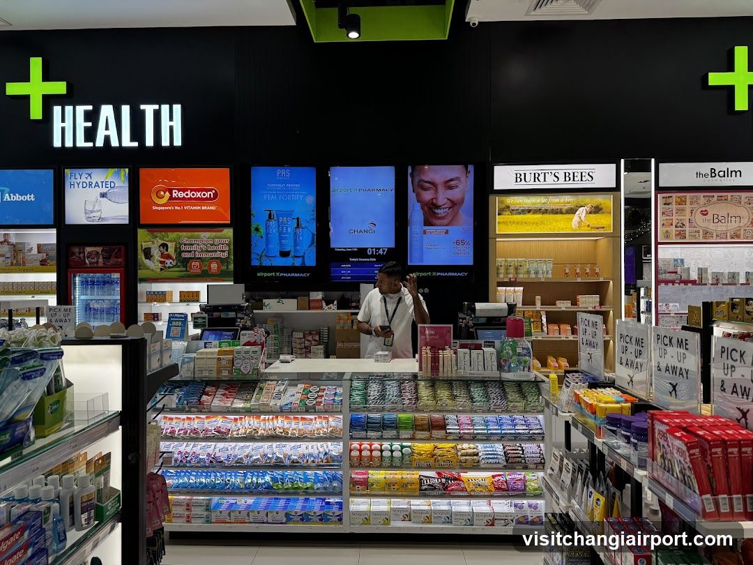 Pharmacy Interior with Digital Screens and Product Displays