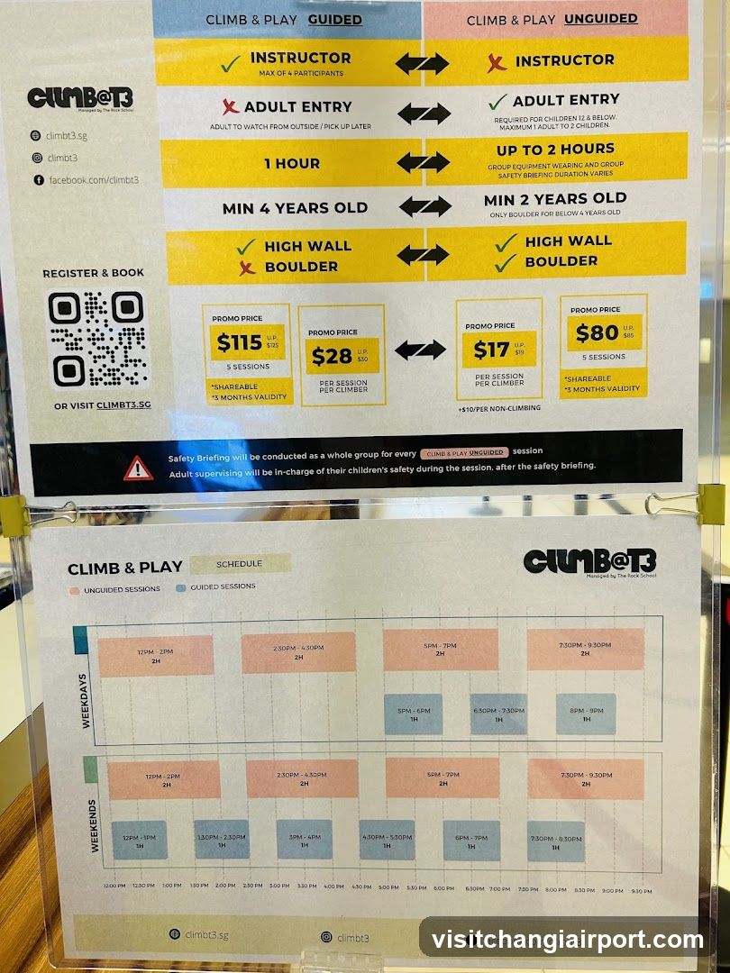 Climb3 Climb & Play Schedule and Pricing Menu