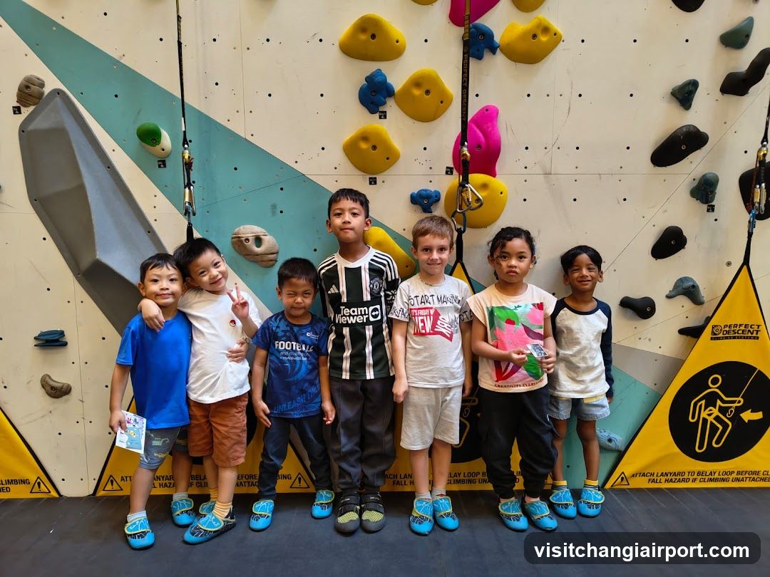 Children at Indoor Climbing Gym