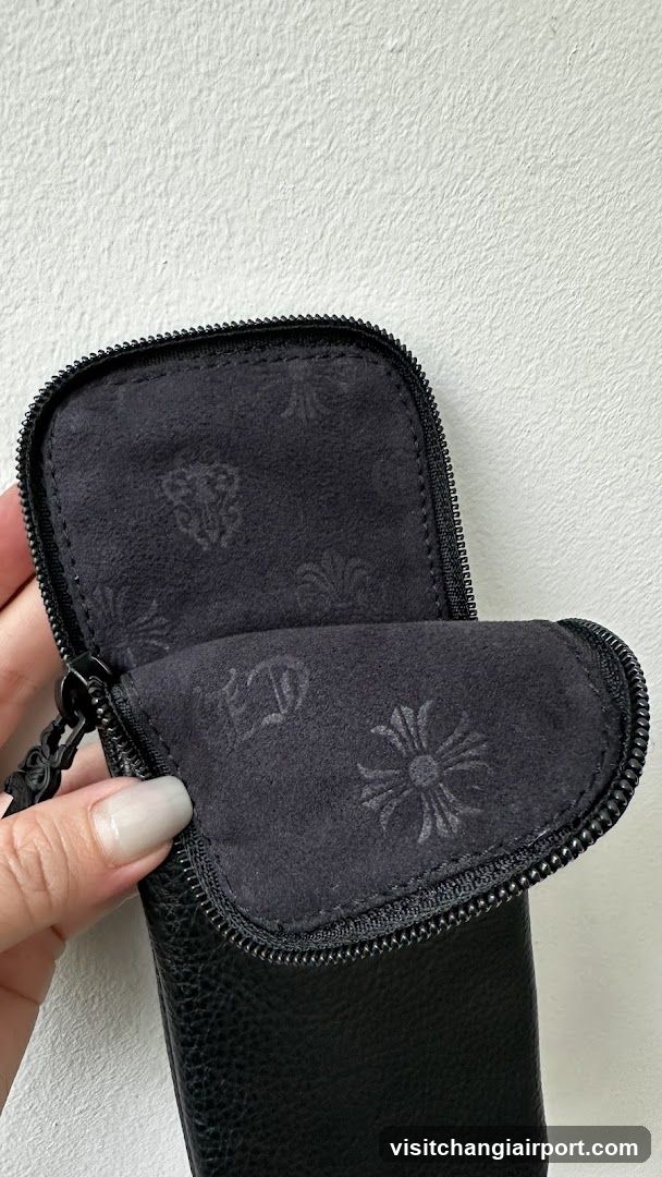 Black Leather Case with Floral Pattern