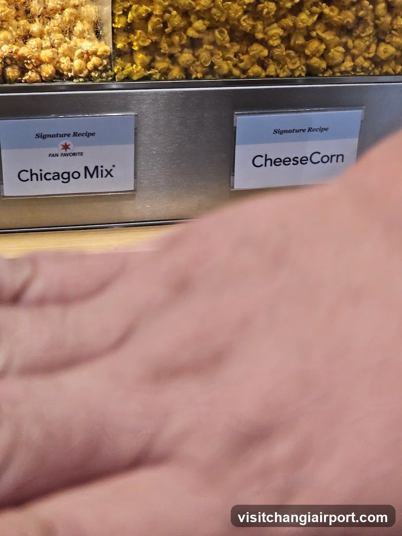 Popcorn Display with Chicago Mix and CheeseCorn