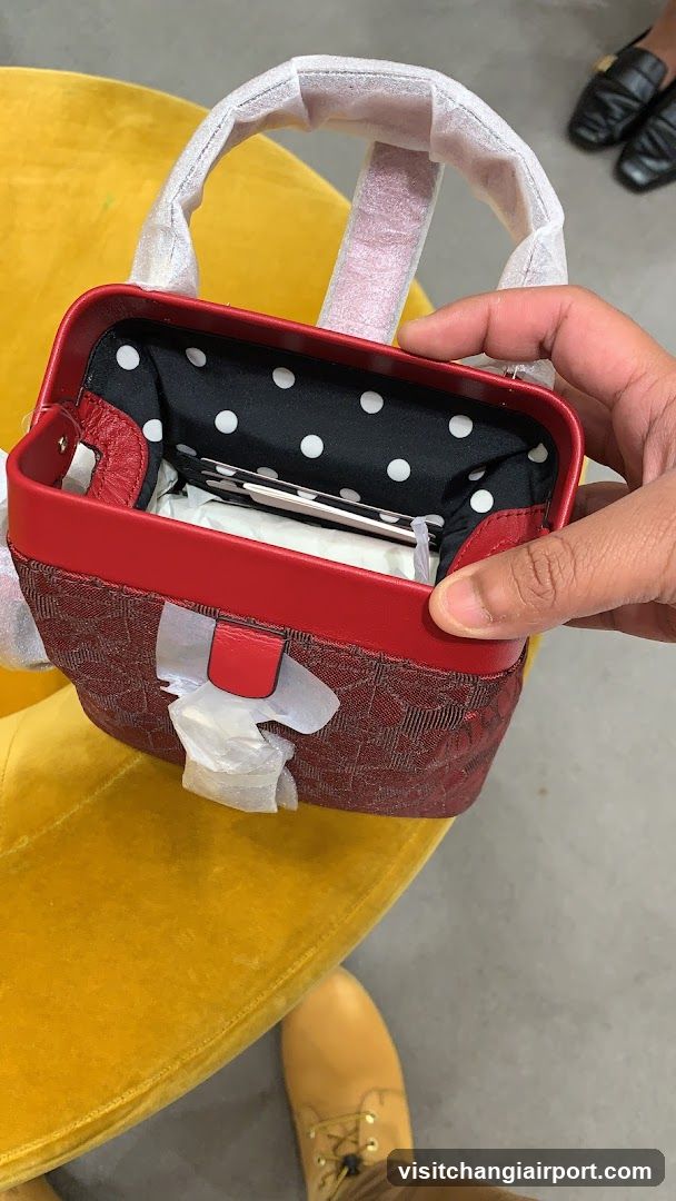 Red Handbag with Polka Dot Interior