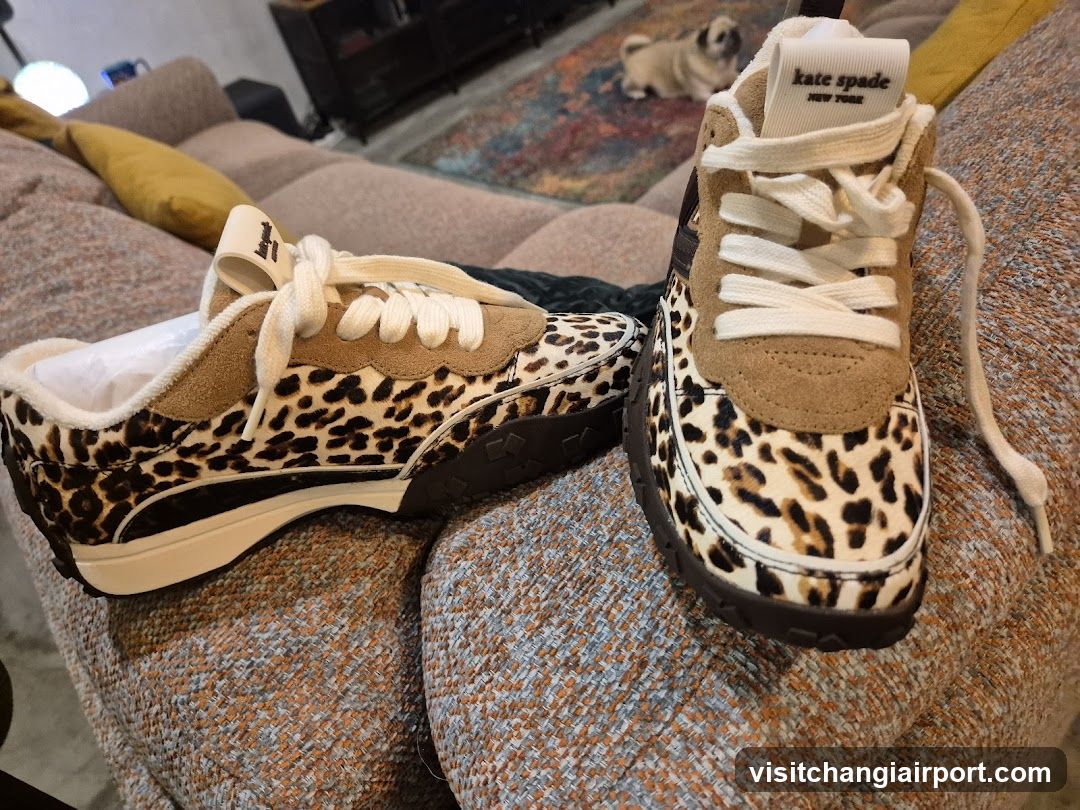 Leopard Print Sneakers on Sofa