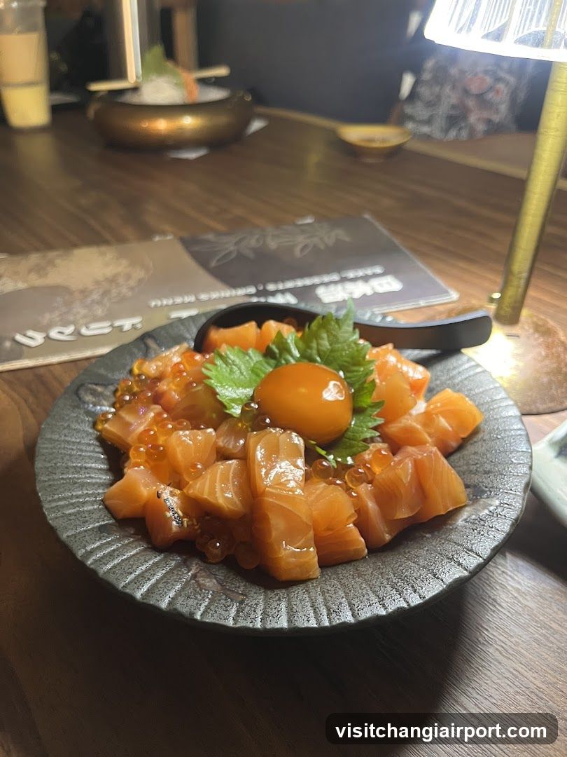 Salmon Sashimi Bowl with Egg Yolk