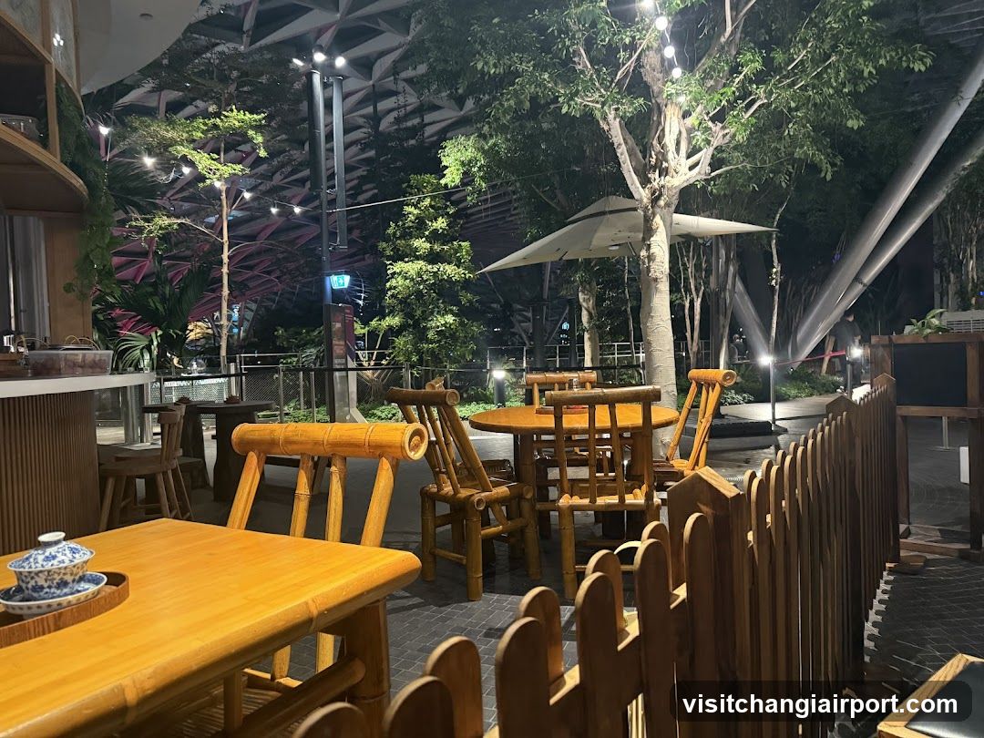 Outdoor Dining Area at Night