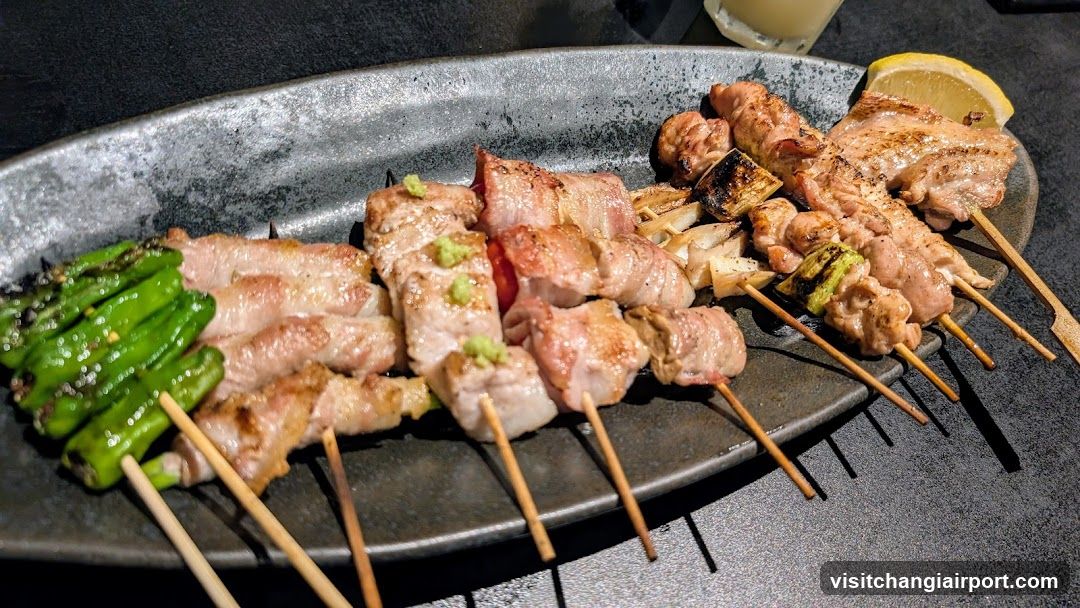 Yakitori Platter with Shishito Peppers and Pork Skewers