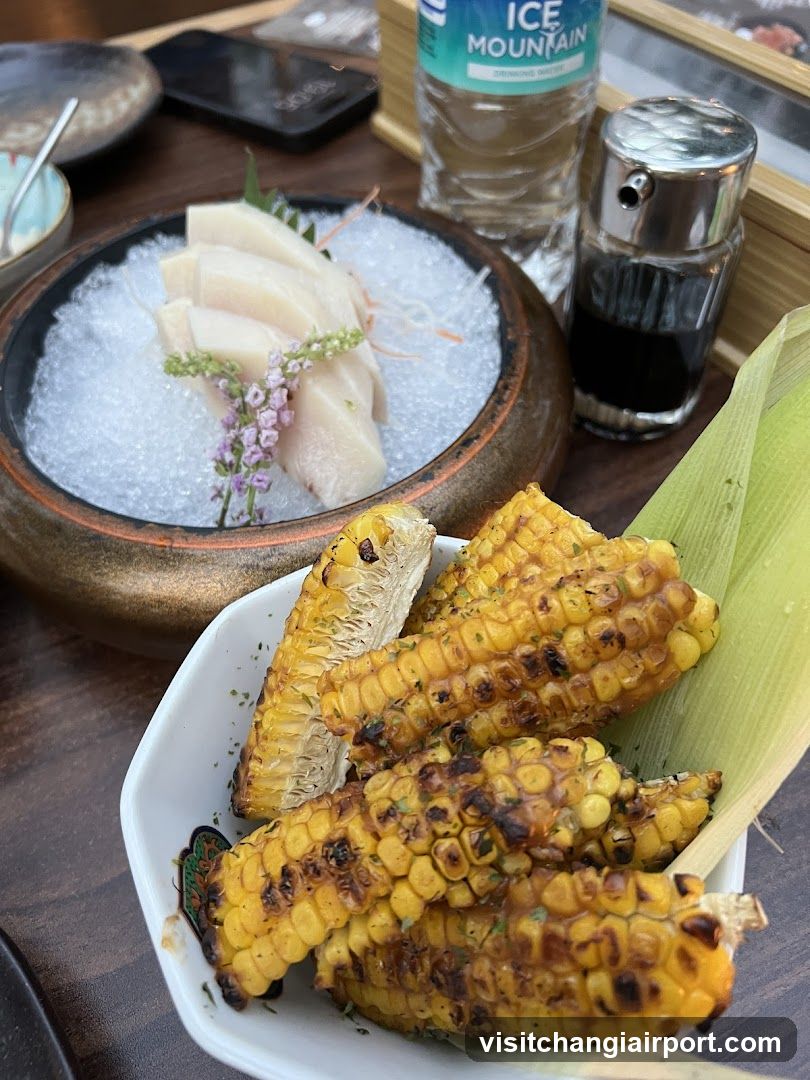 Grilled Corn and Sashimi Platter