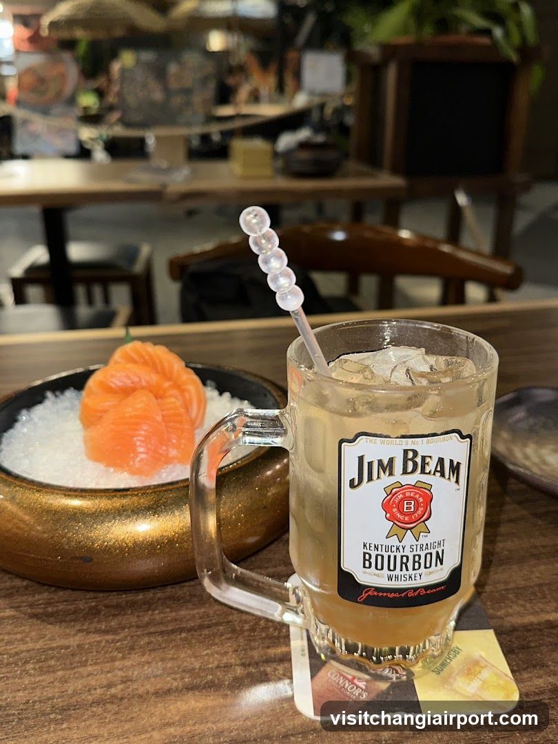 Sushi and Jim Beam Drink