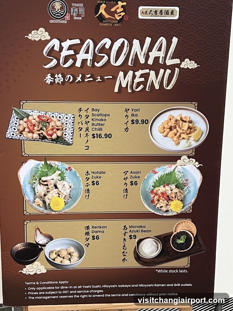 Seasonal Menu - Yoshi Sushi, Hitoys Izakaya and Hitoys Ramen & Grill