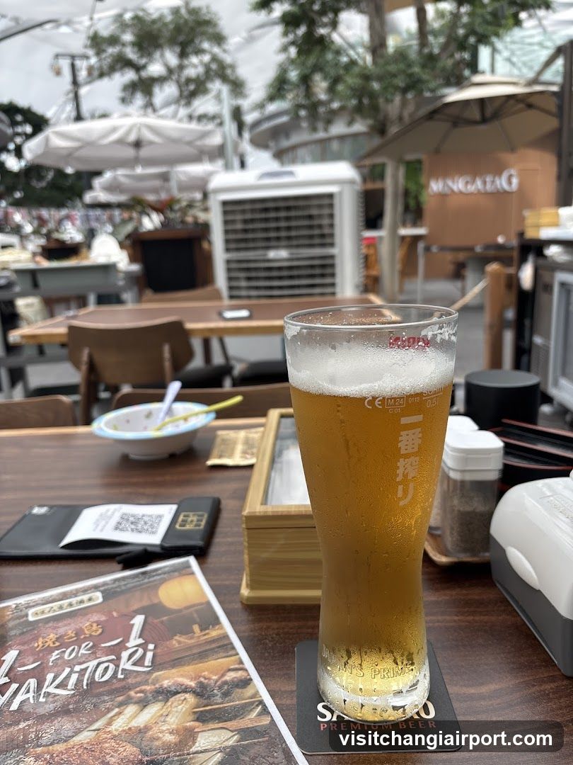 Beer and Food at Outdoor Restaurant