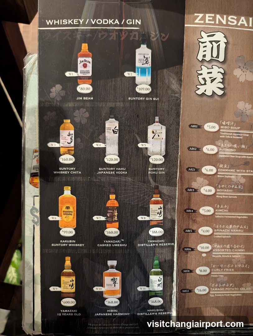 Whiskey / Vodka / Gin Menu