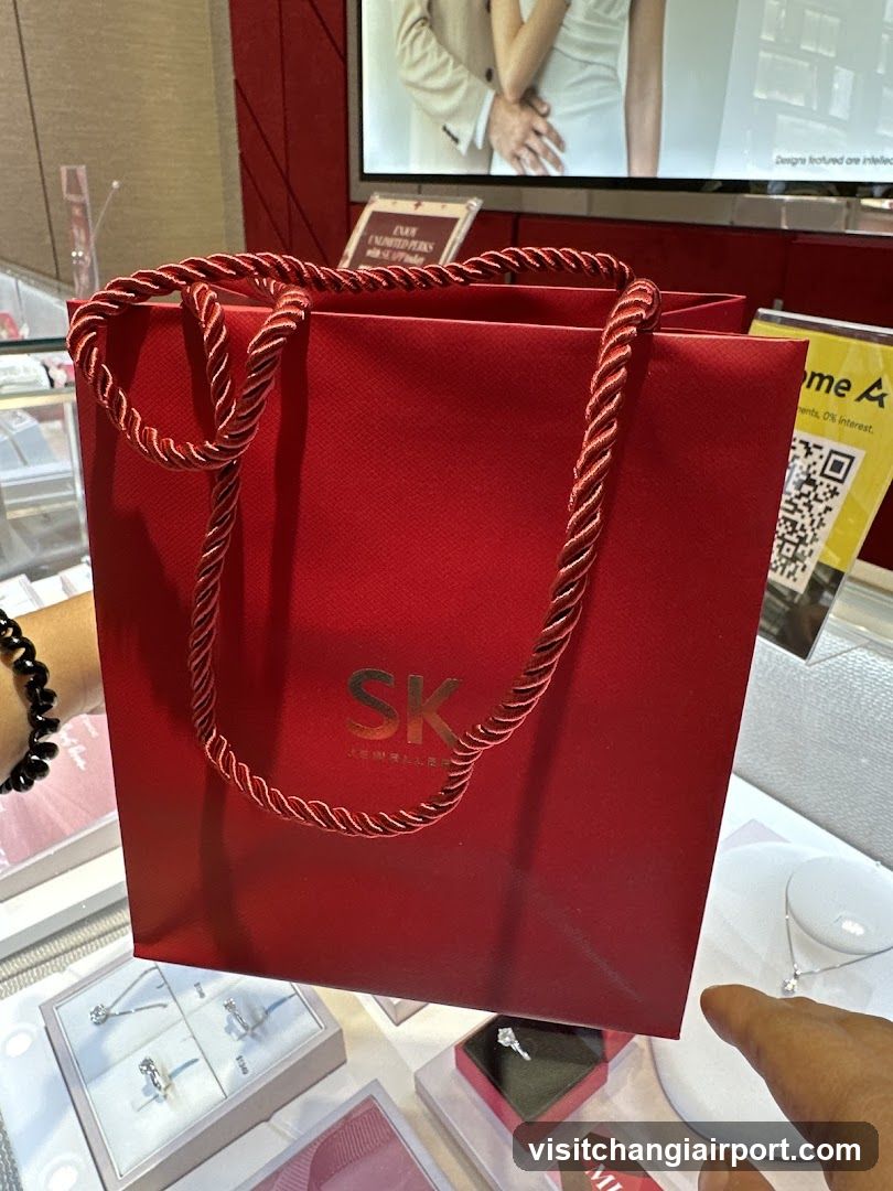 Red Shopping Bag with Jewelry Display