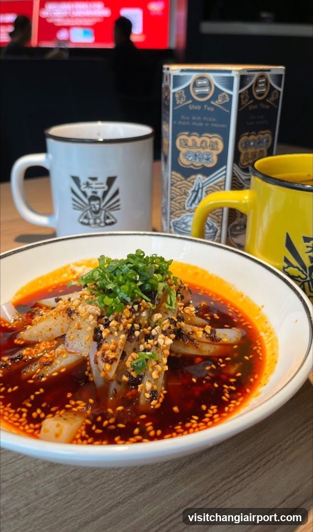 Spicy Cold Noodles with Mugs and Packaging