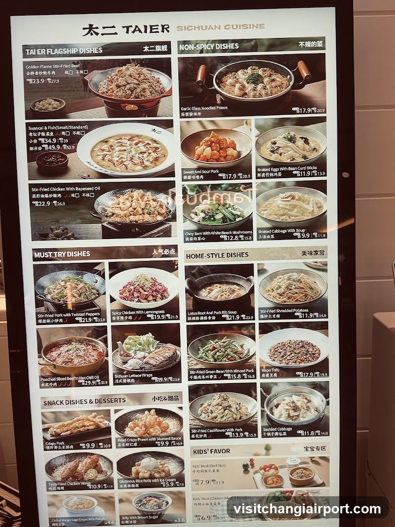 Tai Tai Sichuan Cuisine Menu Board