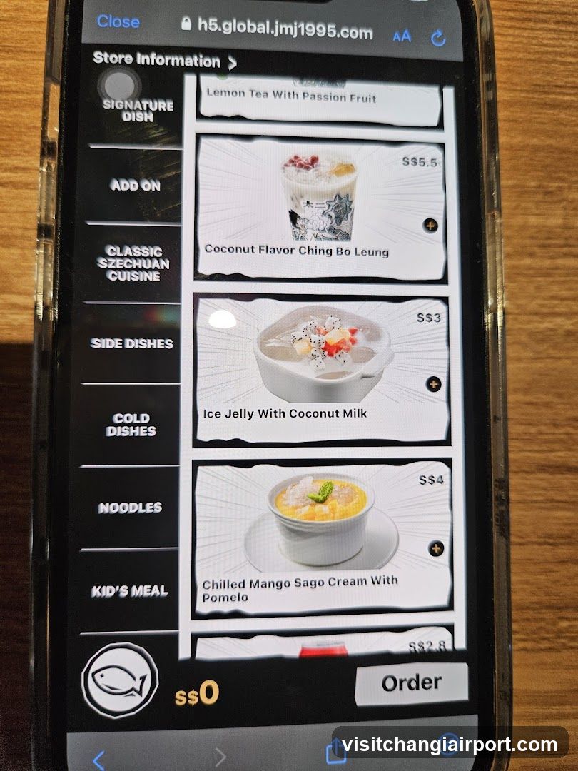 Mobile Menu Screen