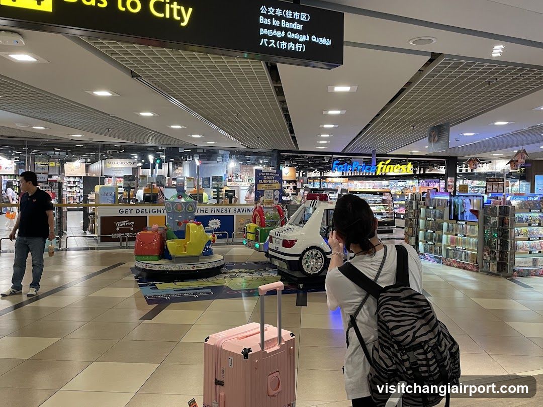 Airport Terminal Interior with Retail and Play Area