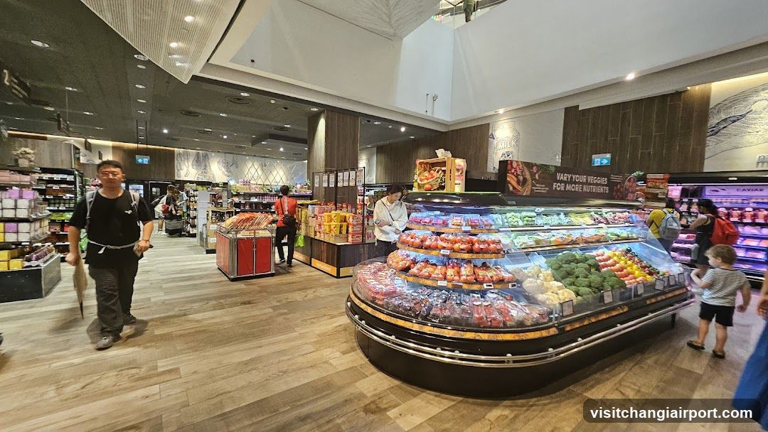 Grocery Store Interior with Fresh Produce Display
