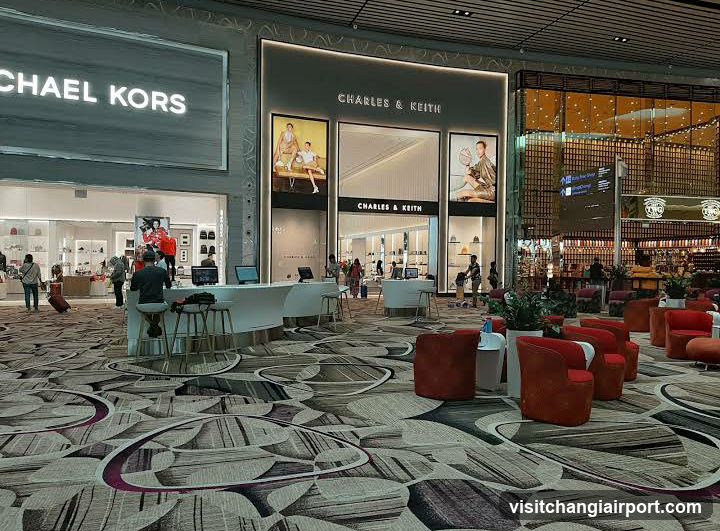 Airport Lounge Interior with Retail Stores